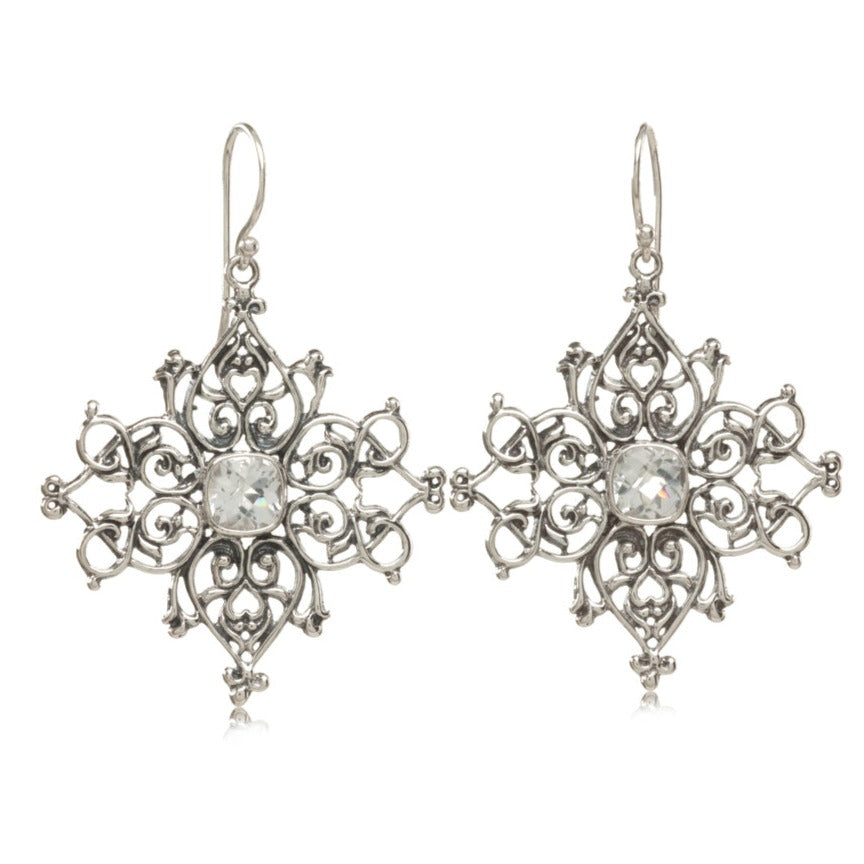 Steel earrings in silver shade, dark-blue square zircon, 7 mm | Jewelry  Eshop